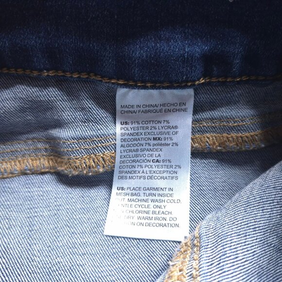 Chicos Pull-On Jegging Ankle Jeans 6 (0.5) Embroidered Beaded Cuffs Blue Stretch - Picture 8 of 8